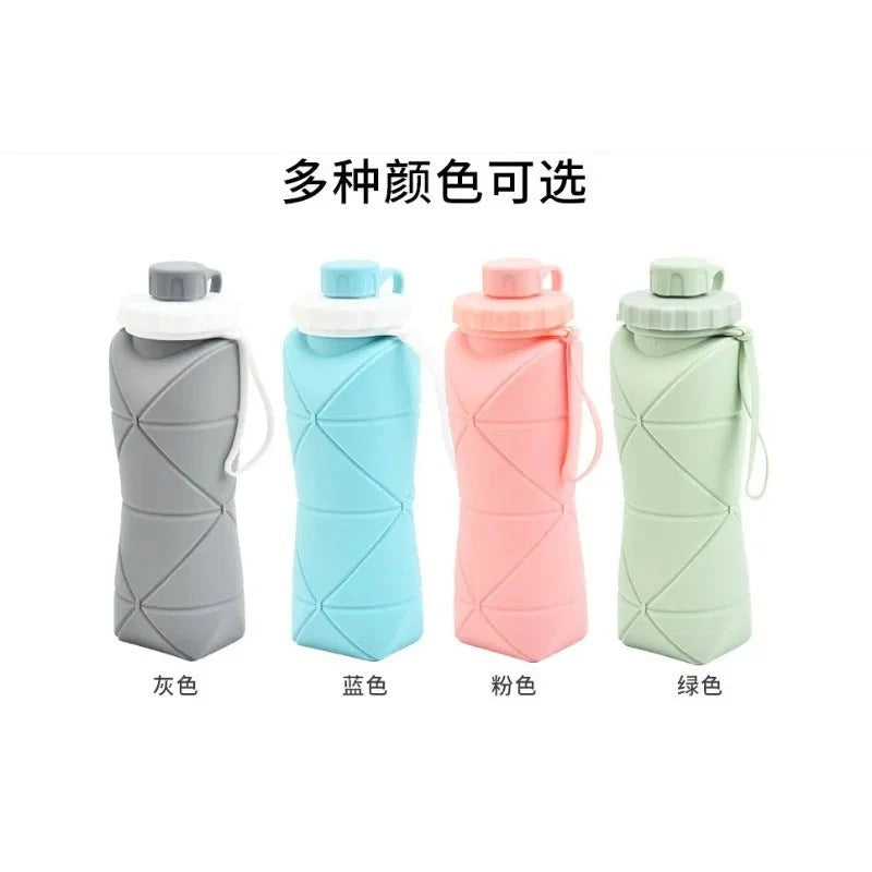 600ML Silicone Folding Bottle – Collapsible Reusable Travel Water Bottle