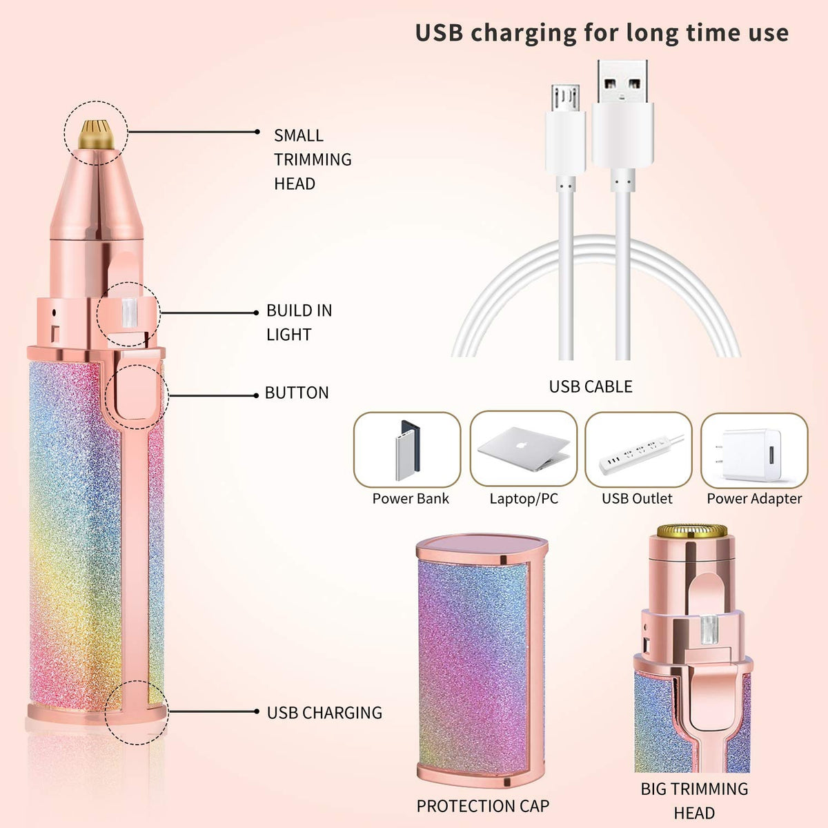 Blawless 2-in-1 USB Rechargeable Eyebrow Trimmer & Shaver HX-203B