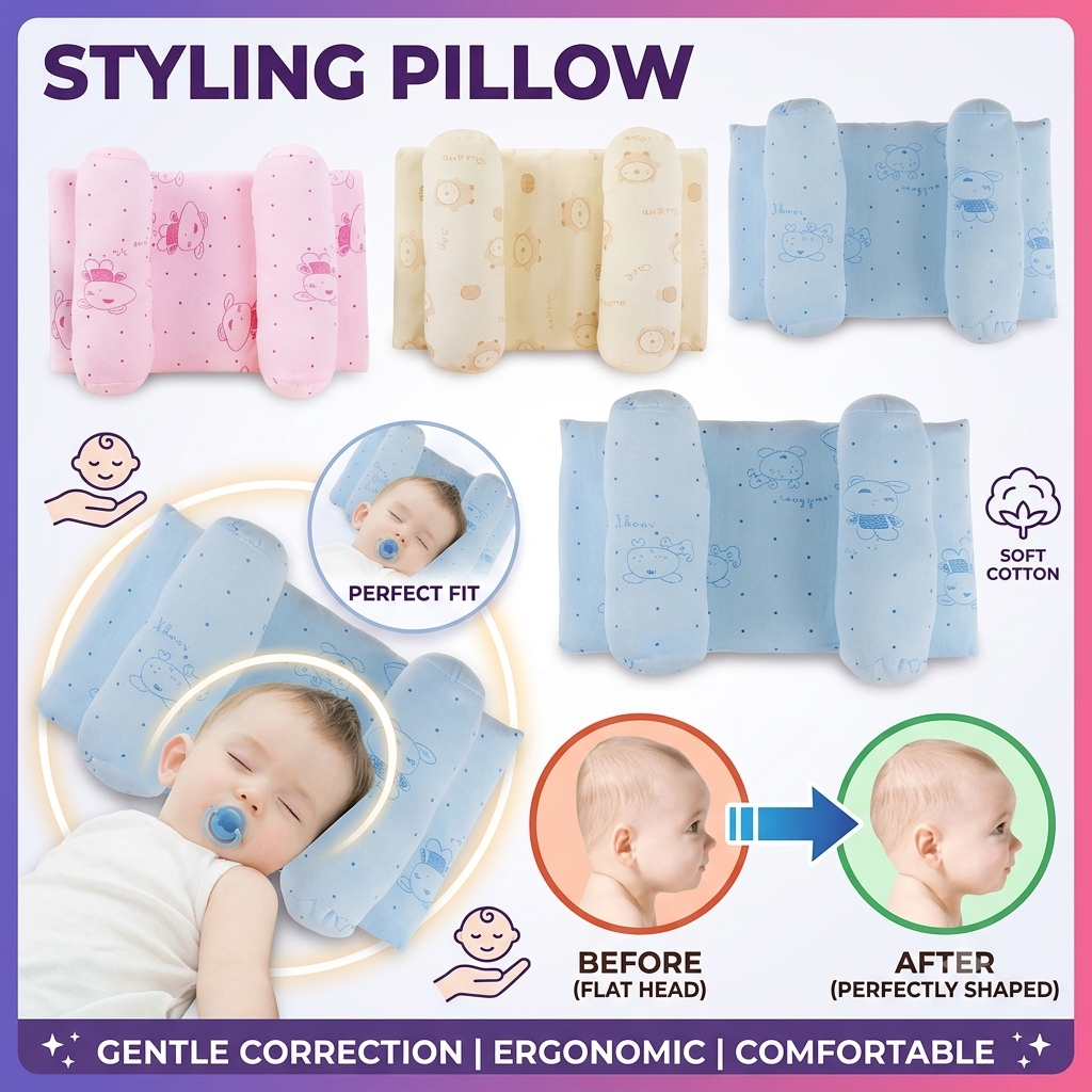 Baby Head Shaping Pillow – Soft Support for Newborn (Anti-Flat Head)