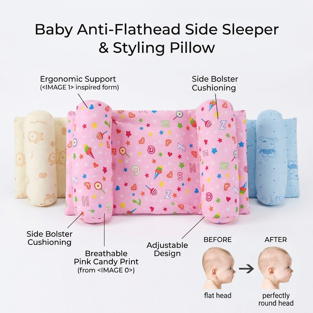 Baby Head Shaping Pillow – Soft Support for Newborn (Anti-Flat Head)