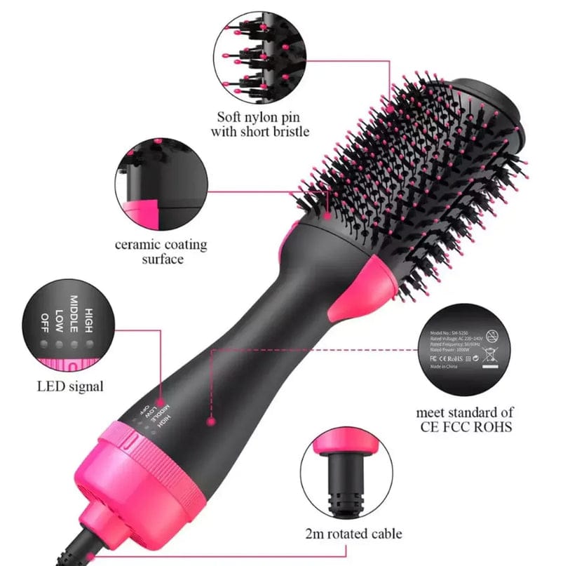 One Step Hot Air Brush 4-in-1 Hair Dryer – Hair Dryer, Straightener, Curler & Volumizer