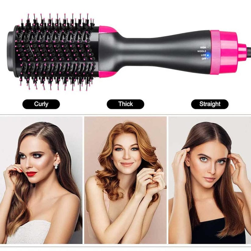One Step Hot Air Brush 4-in-1 Hair Dryer – Hair Dryer, Straightener, Curler & Volumizer