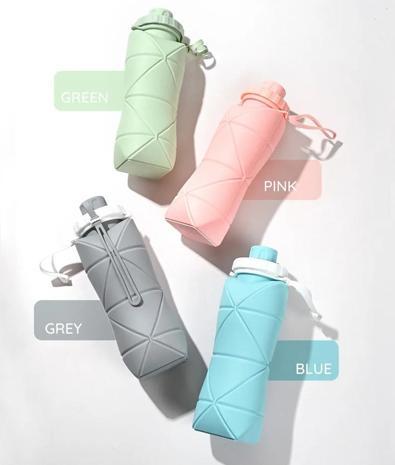 600ML Silicone Folding Bottle – Collapsible Reusable Travel Water Bottle