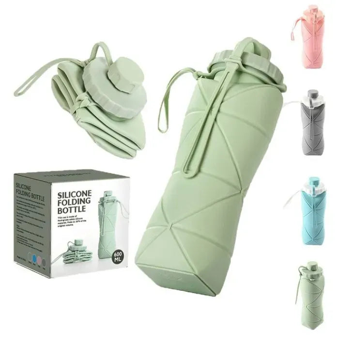 600ML Silicone Folding Bottle – Collapsible Reusable Travel Water Bottle