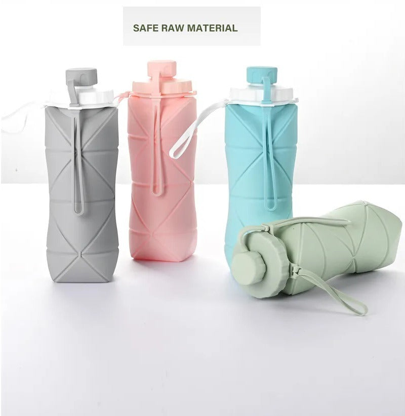 600ML Silicone Folding Bottle – Collapsible Reusable Travel Water Bottle