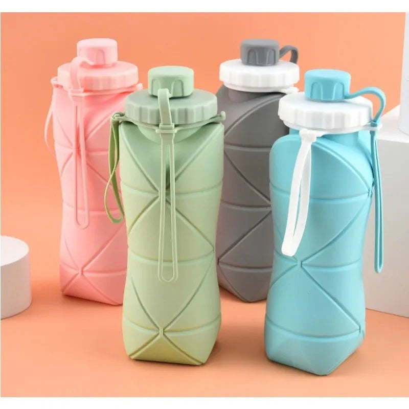600ML Silicone Folding Bottle – Collapsible Reusable Travel Water Bottle