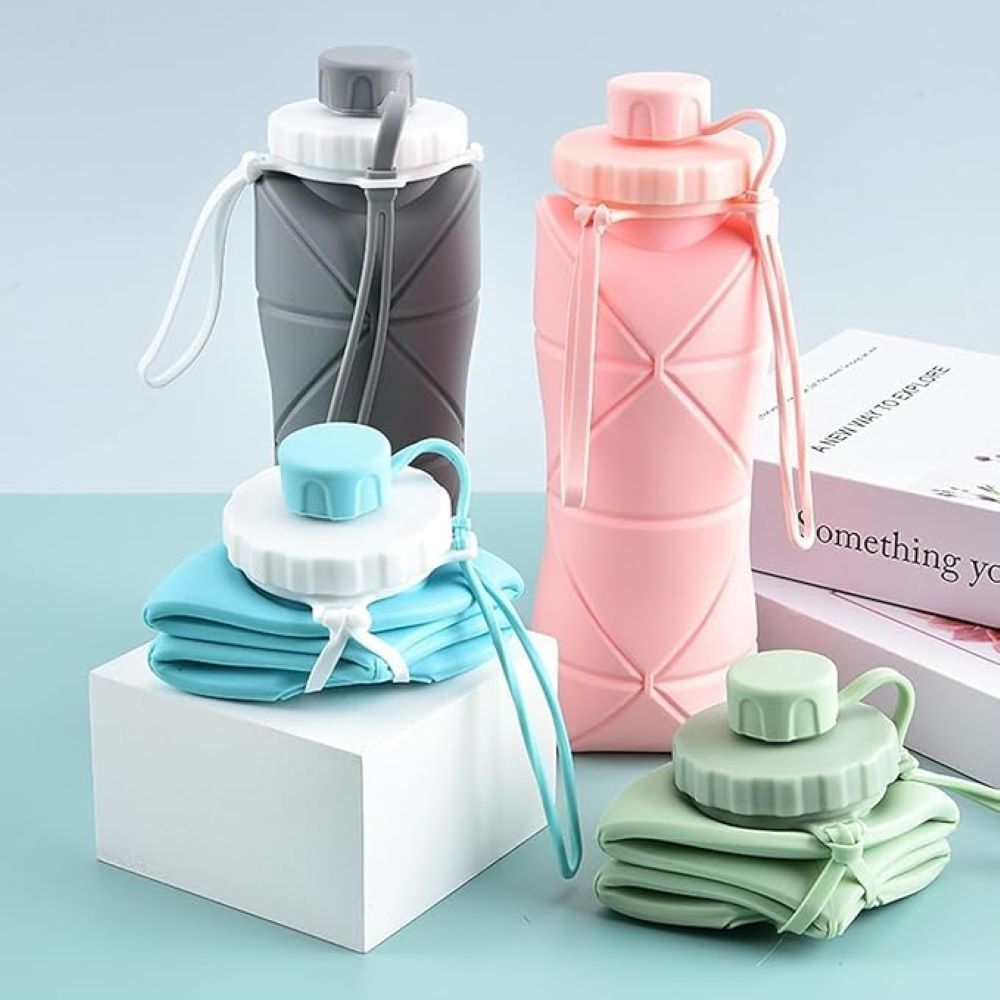 600ML Silicone Folding Bottle – Collapsible Reusable Travel Water Bottle