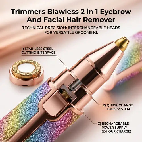 Blawless 2-in-1 USB Rechargeable Eyebrow Trimmer & Shaver HX-203B