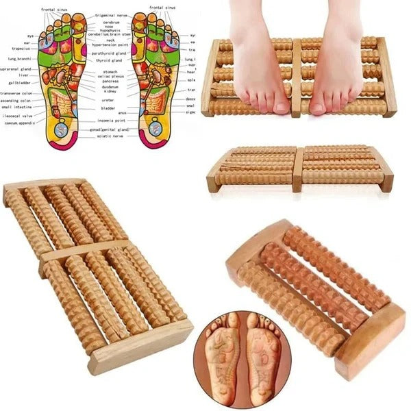 Traditional Wooden Roller Foot Massager – Natural Wood Relaxation & Massage Tool